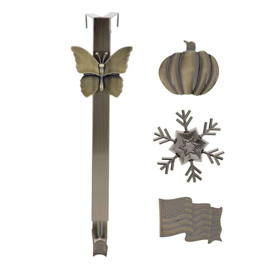 Haute Decor Antique Brass Icon Adjustable Wreath Hanger